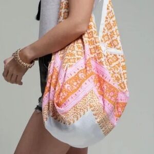 CAPRI Sling Tote eco friendly boho orange/pink/beige 100% cotton beach bag